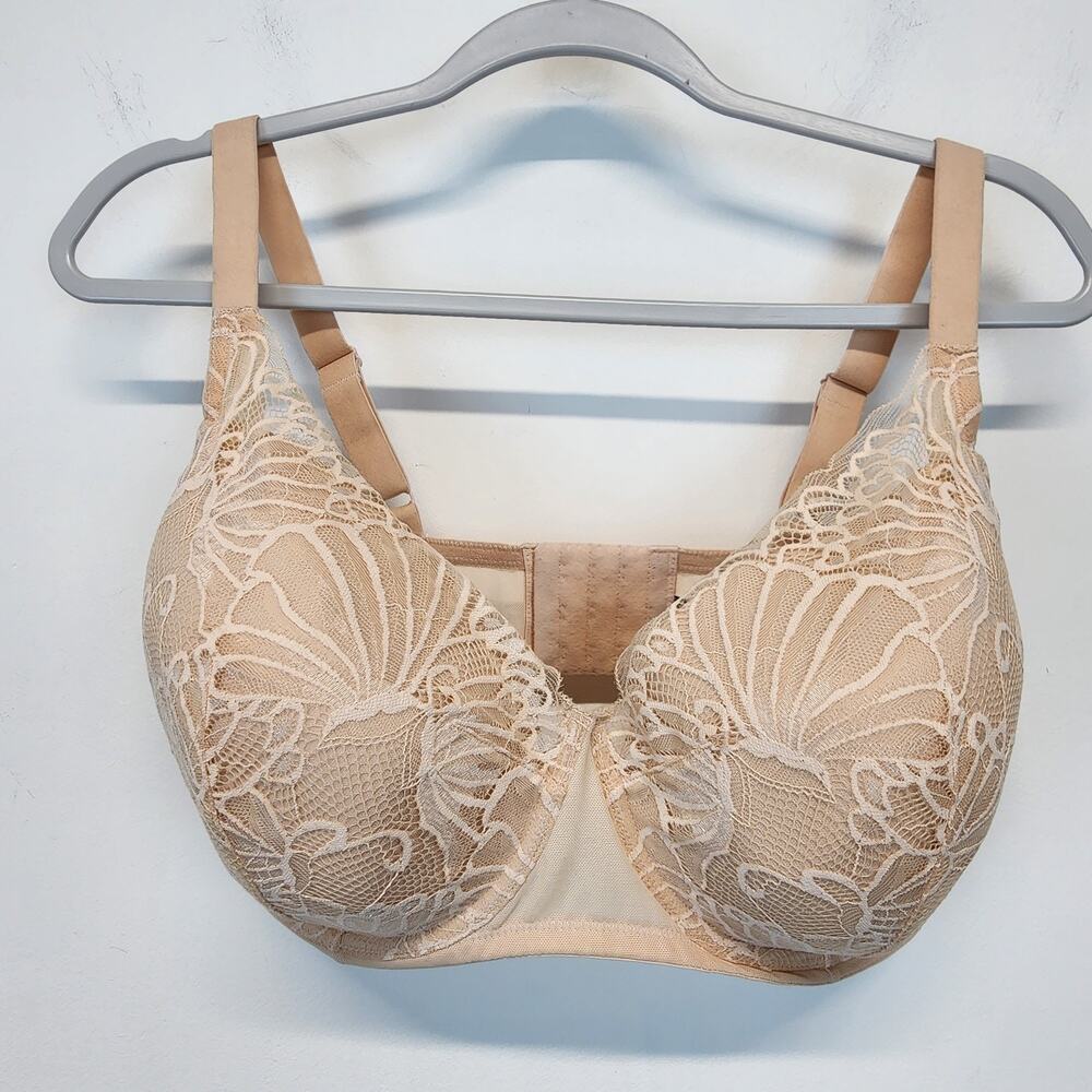 Paramour Bra Size 38H Nude Wired Tempting Plush Underwire All Over Lace 135061
